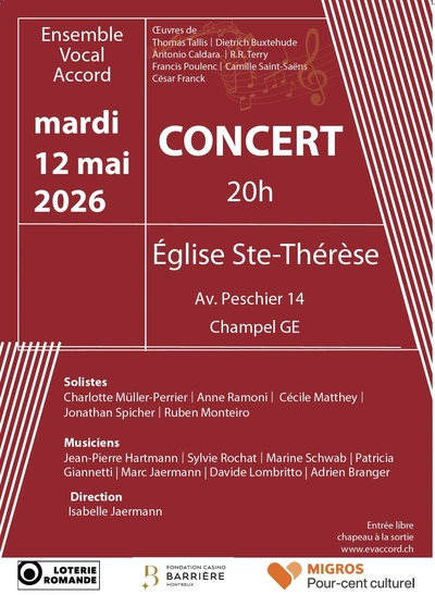 Affiche rouge où il n'y a que du texte qui décrit le programme