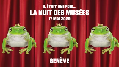 Trois grenouilles avec chacune une couronne sur la tête, ce qui fait référence au thème de cette année : Contes et légendes.