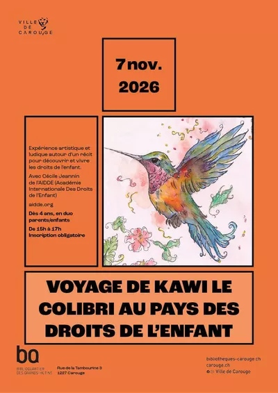 Kawi the Hummingbird's Journey to the Land of Children's Rights Dessin d'un colibri en plein vol.