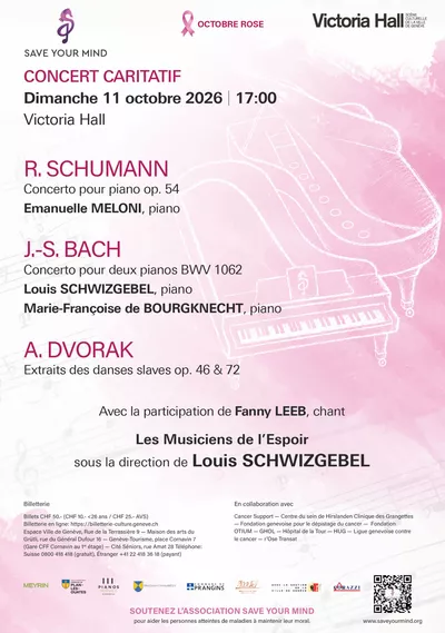 Louis Schwizgebel, Les Musiciens de l’Espoir Le ruban Octobre Rose – un hippocampe, logo de Save your mind – deux pianos