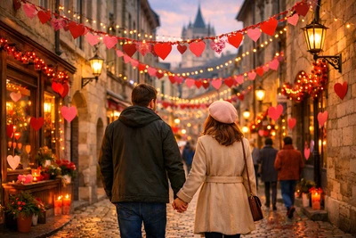 Couple qui se promène en vieille ville de genève