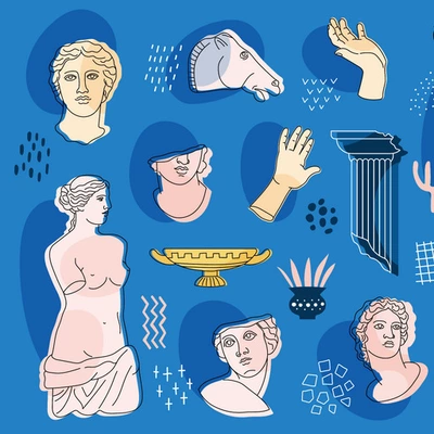 Des dessins de statues antiques