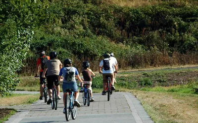 personnes se promenant à vélo en groupe