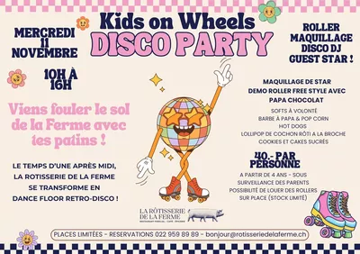 Proposition d'evenement ou on fait du Roller entre 10h du matin et 16h de l'après midi, les softs sont à volonté, on mange des hot dogs, de la barbe à papa, du cochon roti et des cookies. Il y aura une maquilleuse et un professionnel de roller qui fera des démos.