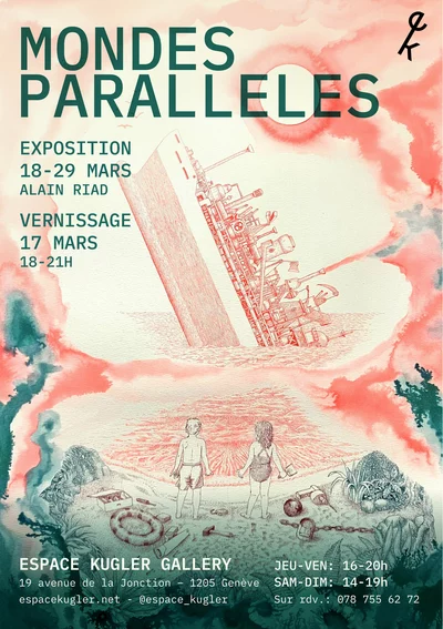 Flyer de l'exposition avec un dessin d'Alain Riad