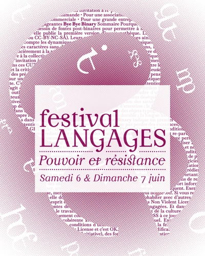 Affiche du Festival Langages sur le thème "Pouvoir & Résistance", les 6 et 7 juin 2026