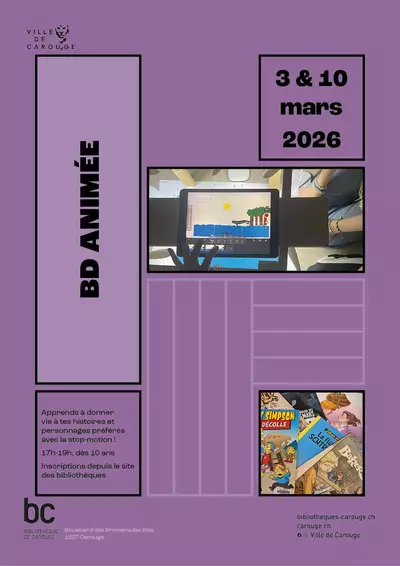 Animated comic Image de bandes dessinées éparpillées ainsi que d'une tablette.