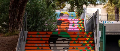 Theater :"Thousands of Sankaras" fresque réalisée par Viané à Montpellier. Avec les soutiens du Comité Thomas Sankara de Montpellier et de Montpellier 3M.