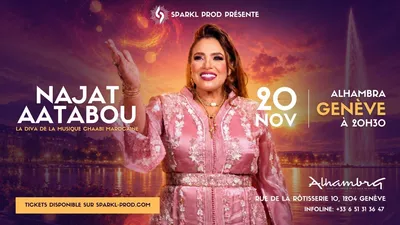 NAJAT AÂTABOU Montage photo avec un portrait de l'artiste avec le Jet d'Eau de Genève en arrière plan