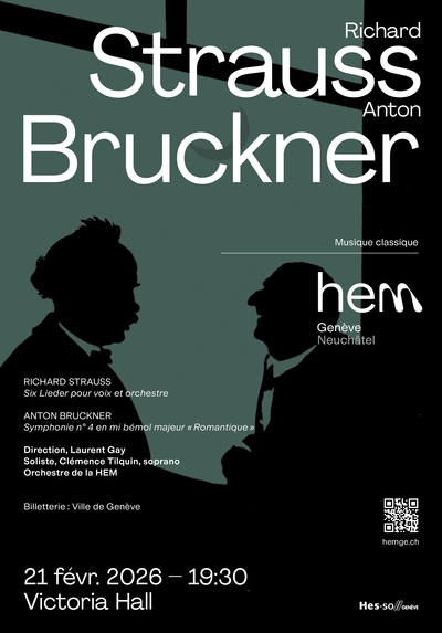 sur un fond noir et vert foncé, on voit deux personnages et les informations de la soirée