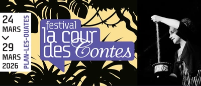 logo du festival La Cour des Contes et photo de Aïni Iften