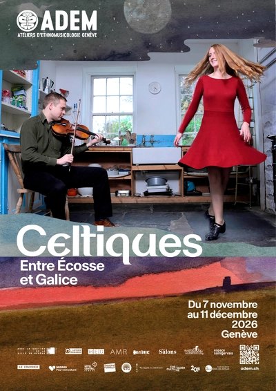 Danseuse irlandaise tournoyant au son du violon