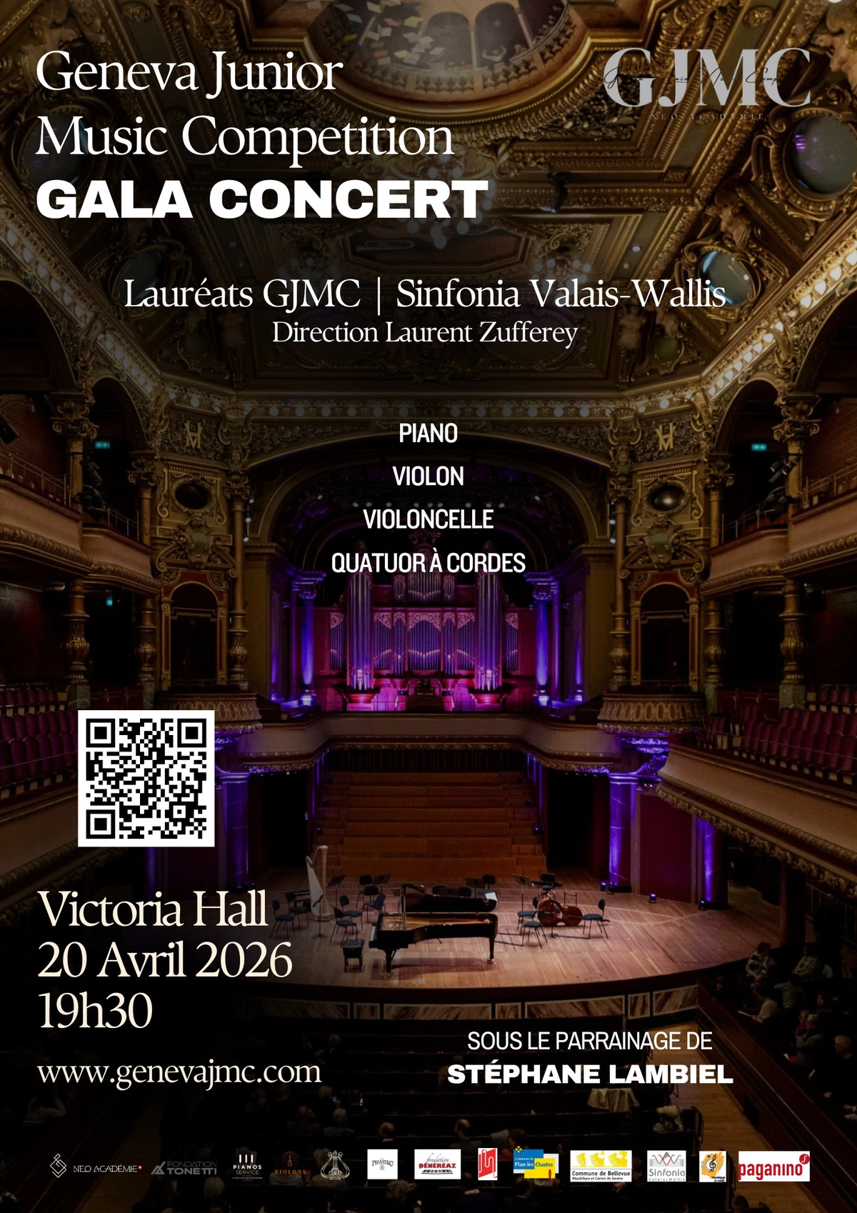 Concert Gala – Geneva Junior Music Competition | Sinfonia Valais-Wallis | Sous le parrainage de Stéphane Lambiel