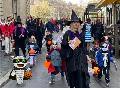 enfants qui fêtent halloween en vieille ville de genève