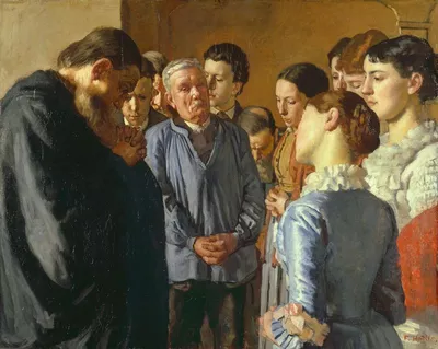 Guided Tour in Italian Ferdinand Hodler, "Prière", dit aussi "La Méditation", 1881-1882, huile sur toile, 80 x 100 cm, signé en bas à droite : "F. Hodler.", collection privée.