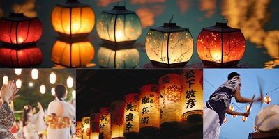 mosaïque de photos de la célébration japonaise d'Obon
