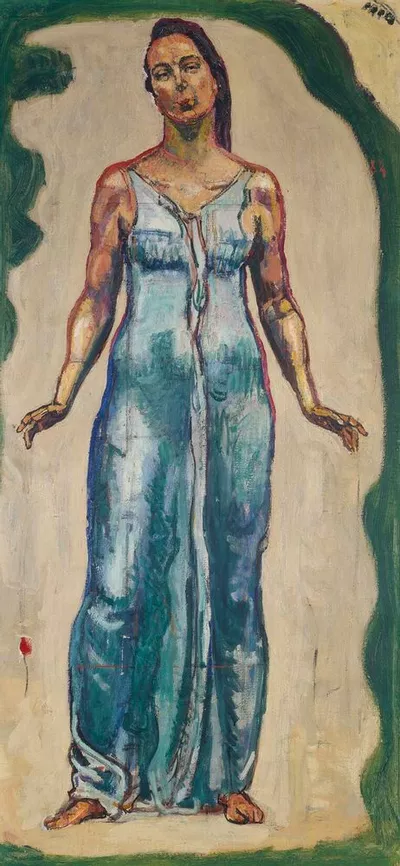 Mindful meditation, inner meditation Ferdinand Hodler, "Regard dans l'infini (une figure)", 1914, huile sur toile, 128,5 x 60,5 cm, signé et daté en bas à gauche : "F. Hodler.1879", propriété du Canton de Berne.