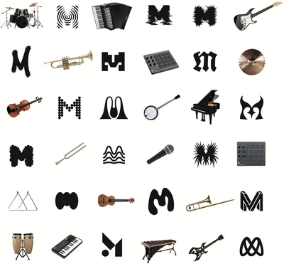 Images d'instruments sur fond blanc