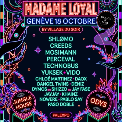 Image coloré noir et néon "madame loyal 18 octobre" by village du soir