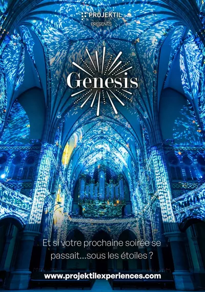 PROJEKTIL presents GENESIS Un église "sous les étoiles" grâce à la projection lumineuse du magnifique spectacle GENESIS