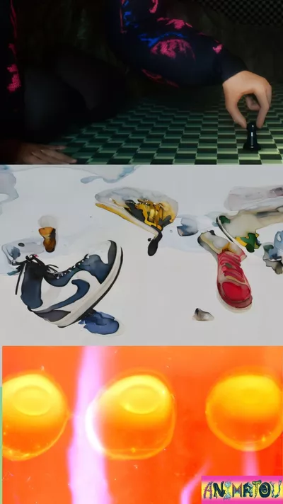 ANIMATOU Festival – Short Films Nominated for the Labo Award dessin avec des baskets qui semblent fondre sur un fond blanc