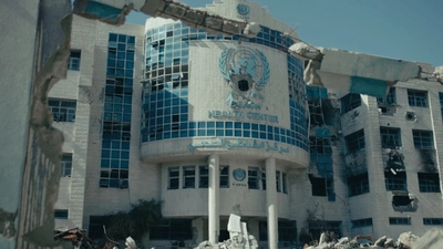 The Failure of International Law in Gaza Bâtiment de l'ONU délabré et abîmé par les bombes à Gaza.