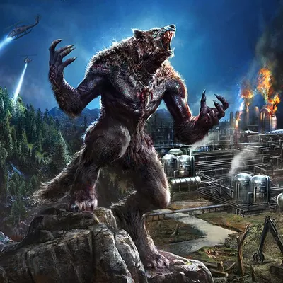 WEREWOLF THE APOCALYPSE loup-garou, nuit, fabrique en feu