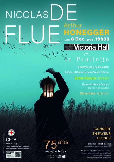 Personne debout dans un champ de cultures, tenant une lanterne allumée dans un paysage sombre comme pour montrer le chemin. Au loin des oiseaux volent dans un ciel plus clair.