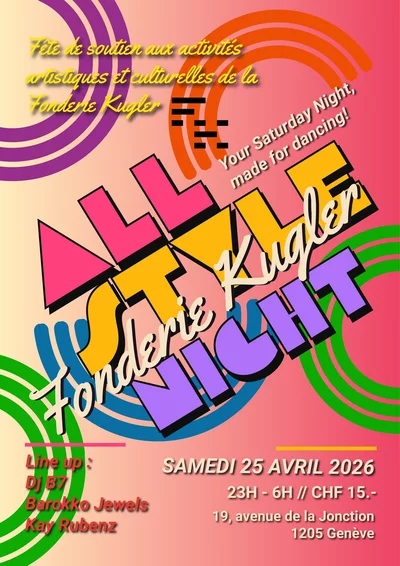 Visuel coloré de la soirée festive de la Fonderie Kugler