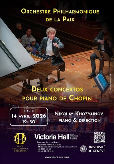Nikolay Khozyainov dirige l’Orchestre Philharmonique de la Paix.