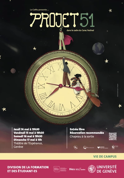 Retrouvez-vous dans l'espace avec au premier plan une gigantesque horloge sur laquelle on retrouve un alien, debout, triomphant sur le temps. Sur les aiguilles de l'horloge, on retrouve nos protagonistes, Bobby, habillé en gris, Robin, portant un pull rayé orange et gris, tenant par le bout de sa main une femme en robe orange avec dans sa main gauche un livre. Le titre, Projet 51, est écrit en gros au dessus de cette image, avec la terre en arrière plan.
