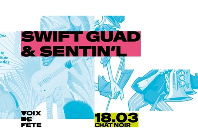 Une affiche du festival Voix de Fête avec le nom des rappeurs et la date du concert.