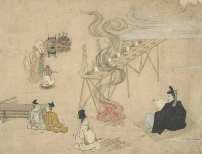 Le magicien Abe no Seimei exorcisant les démons