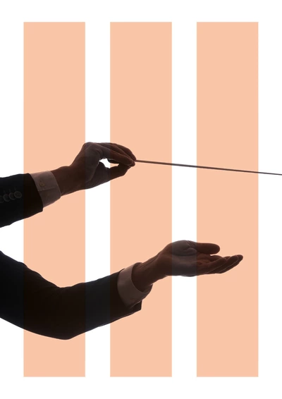 Affiche avec la main d'un chef d'orchestre