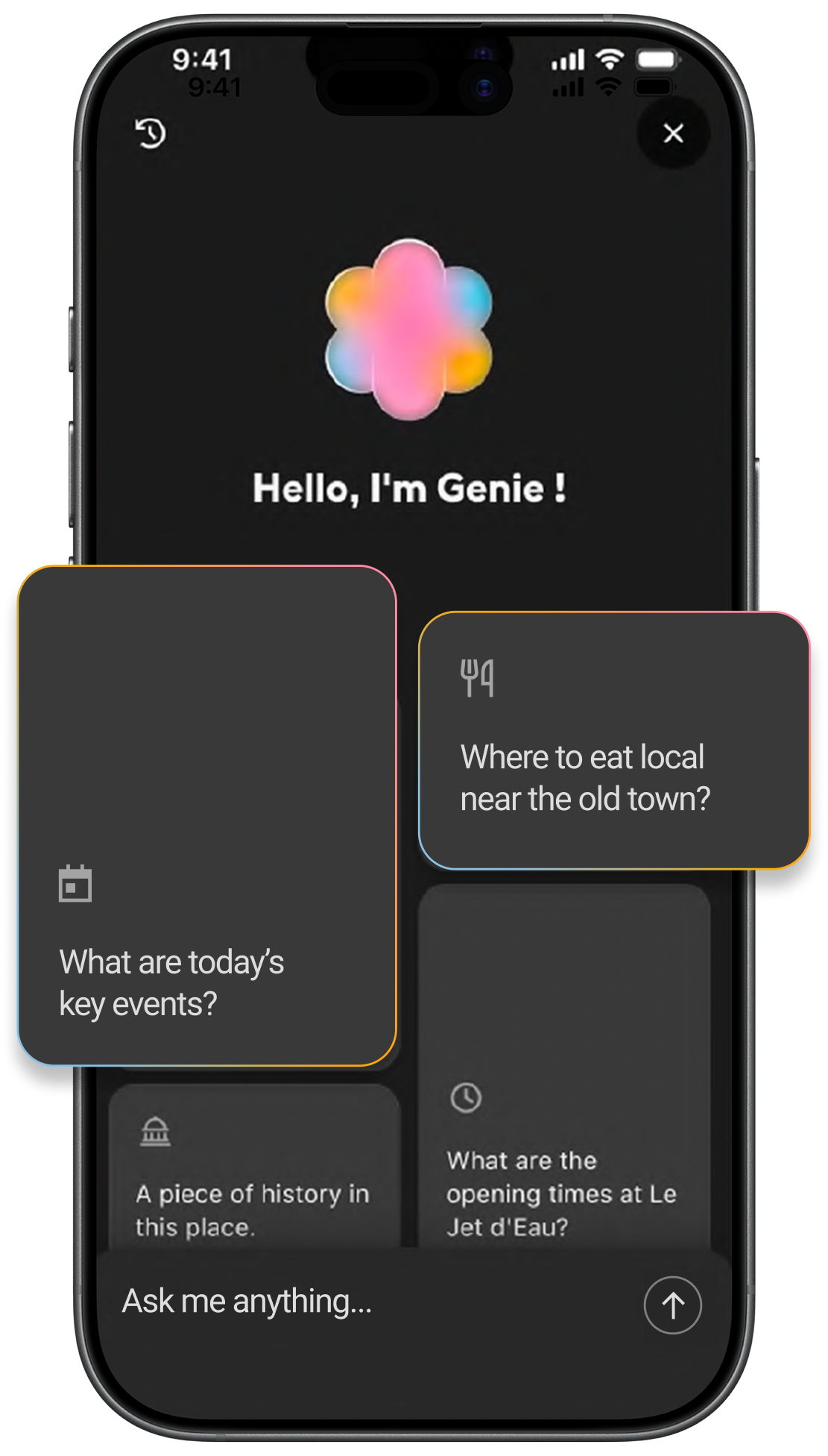 Genie AI travel assistant in Hello Geneva app