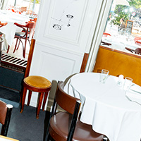 The interior of Le Dorian restaurant, Geneva Art Week's central meeting place