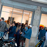 Visitors gathered outside a gallery in the Quartier des Bains during Nuit des Bains